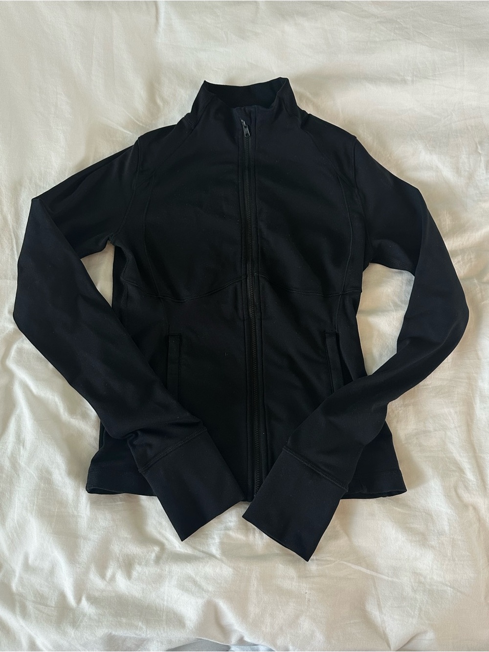 RARE ALO Yoga Black Zip-Up Airbrush Jacket with Subtle Logo